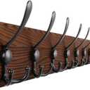 Gohiuo Rustic 38.6" Large Coat Rack Wall Mount, Long Wood Coat Hooks with 10 Triple Hooks, Heavy Duty Wooden Coat Hanger Wall Mount for Entryway, Farmhouse Hanging Jackets, Coats, Hats, Bags, Towel
