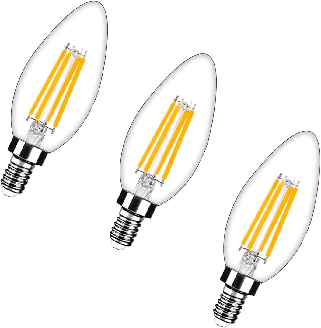 LED E12 Base 4W Bulb Warm White 2700K Tiffany Lamp Table Wall Sconce Pendent Chandelier, AC110V(3 Pack)