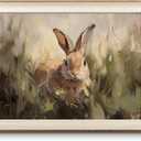 VIYYIEA Framed Wall Art for Living Room, Rabbit Canvas Prints Vintage Home Decor, Animals Painting Picture Bathroom Wall Decor, Easter Gifts for Friends or Family -Silly Bunny-(16L x 12W)