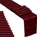 12 Pack Burgundy Satin Table Runner 12 x 108 Inches Long | Bright, Smooth and Silky Table Decor for Birthday Party Wedding Banquet Decorations - Burgundy