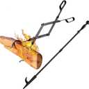 AMAGABELI GARDEN & HOME 32" Fireplace Poker and 26" Fireplace Tongs Log Grabber for Firewood Fire Pit Campfire Bonfire for up 12"Thick Heavy Duty Wrought Iron Indoor Outdoor Wood Stove Fire Place Tool