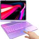 TQQ iPad Air 13 Inch Case Keyboard (M4 2026/M3 2025/M2 2024), iPad Pro 12.9 (6th, 5th, 4th, 3rd Gen) Keyboard - 360 Rotatable, 7-Color Backlight, Multi-Touch Trackpad, Thin & Light (Purple)