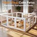 JEKO&JEKO Clear Acrylic Dog Playpen Indoor, Transparent Pet Play Pen for Puppies, Small Dogs, Cats & Rabbits, Easy Assemble Plastic Dog Fence, Easy to Clean (White, 8 Panels)