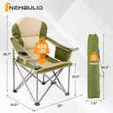 NEWBULIG Oversized Folding Camping Chair for Adults, Portable Outdoor Collapsible Chairs, 500 LBS Heavy Duty Support, with Cup Holders, Side Cooler & Pockets, for Lawn, Fishing, Hiking, Green