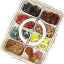 Divided Clear Snackle Box Container, Serving Tray with Lid & Handle, Charcuterie Board Container Storage Organizer for Fruit, Candy, Veggie, Nuts & Snacks, Perfect for Party, Travel, & Picnic