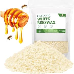 YASNAY White Beeswax Pellets 2LB, 100% Organic Beeswax, Beeswax for Candle Making, Body, Skin Care DIY, Lip Balm and Soap Making Supplies (white 2lb)
