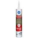 GE Advanced Silicone Caulk for Kitchen & Bathroom - 100% Waterproof Silicone Sealant, 5X Stronger Adhesion, Shrink & Crack Proof - 10 oz Cartridge, White, Pack of 1