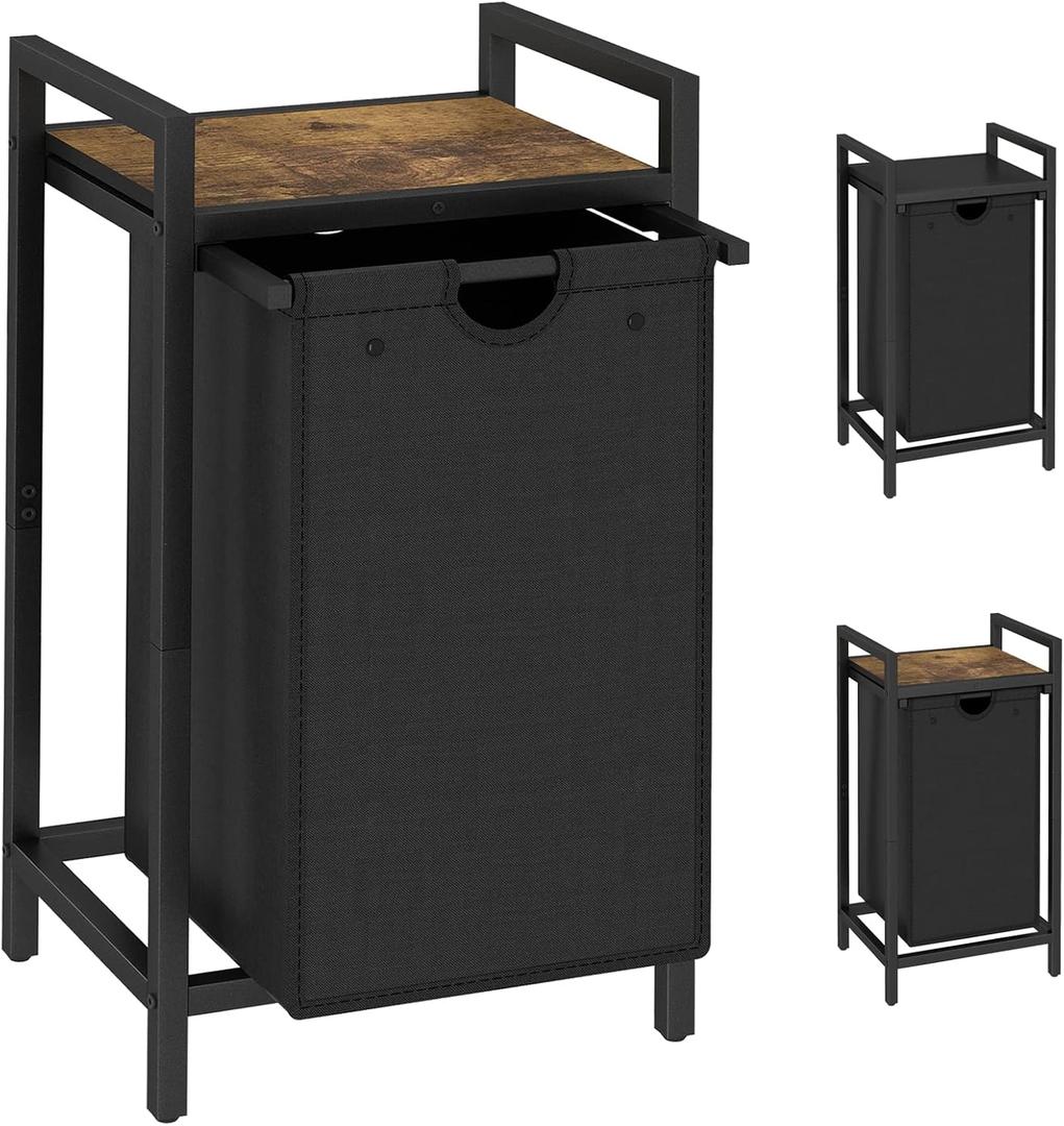 LAATOOREE Laundry Hamper, Two-Color Laundry Basket with Removable Laundry Bag and Top Shelf, Clothes Hamper for Samll Space,Laundry Room, Bedroom, Bathroom