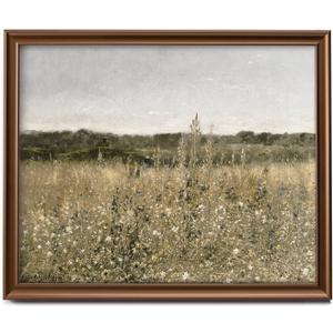 Framed Vintage Canvas Wall Art Decor, Landscape Farmhouse Wall Prints for Bedroom Bathroom Office, Rustic Posters for Living Room Aesthetic, Nature Painting Artwork
