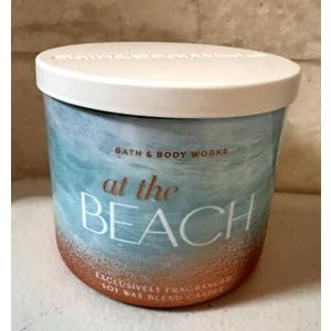 Bath & Body Works at The Beach 3-Wick Candle, 14.5 oz Scented Jar Candle, Soy and Paraffin Wax Blend with Decorative Lid, Coastal Coconut and Floral Fragrance, Indoor Home Use