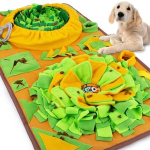 Large Dog Snuffle Mat, Interactive Feeding Mat, 34.6 in x 19.6 in, Squeaker and Crinkle Paper, Non-Slip, Easy to Clean
