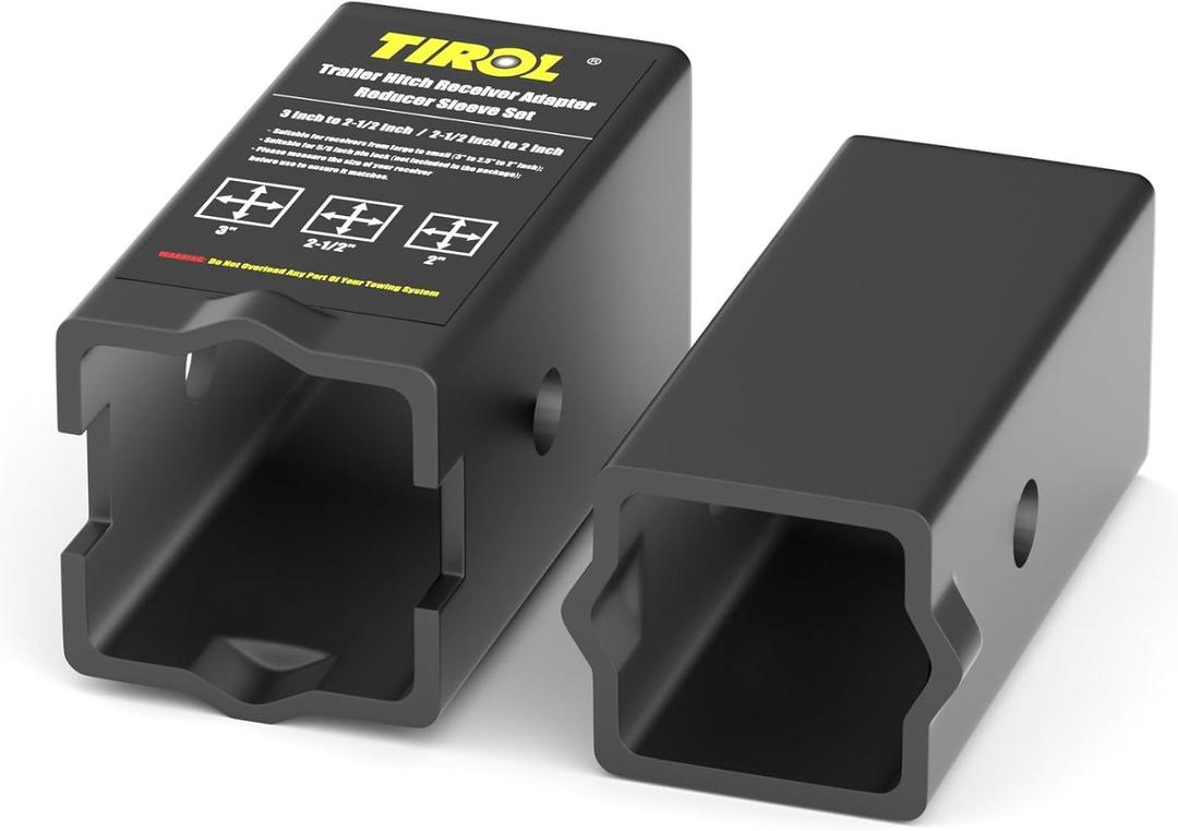 TIROL Trailer Hitch Receiver Adapter Reducer Sleeve Set - 3 Inch to 2-1/2 Inch and 2-1/2 Inch to 2 Inch, Hitch Receiver for RVs, Trucks, Bicycle Racks, Cargo Storage Racks, Trailer Flatbeds, etc