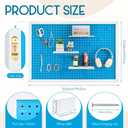 Weysat 36 x 24 Inch Framed Wood Pegboard Wall Organizer, Large Blue Decorative Peg Board Kit with 3 White Shelves and 18 Accessories, Wall Mounted Craft Storage Display for Room, Office, Sewing Room, 38.19 x 25.2 x 2.95 inches