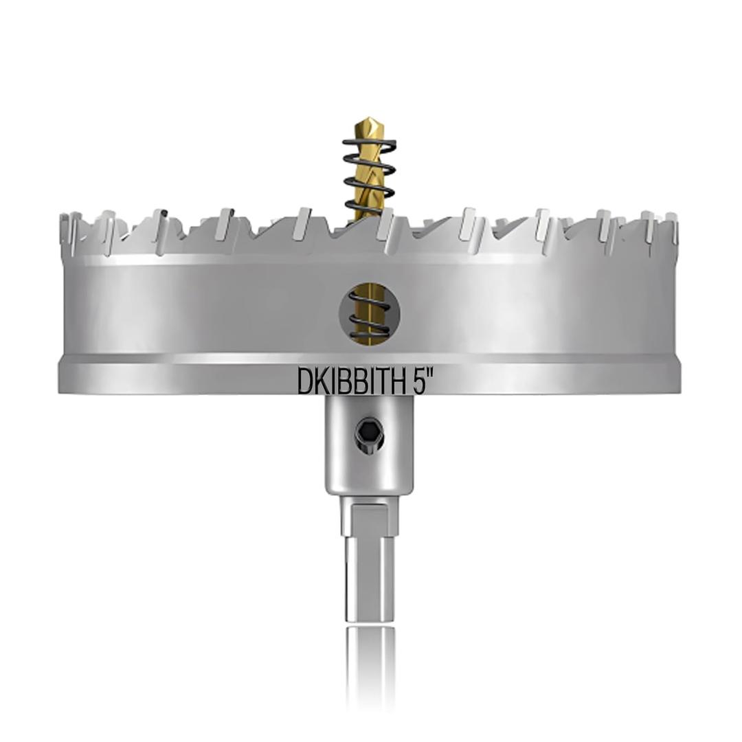 TCT Hole Saw Set, 5"(127mm) Heavy Duty Tungsten Carbide Tipped Hole Cutters for Stainless Steel Mild Steel Copper Iron Brass Plastic and More, with Titanium-Plated Pilot Drill Bits