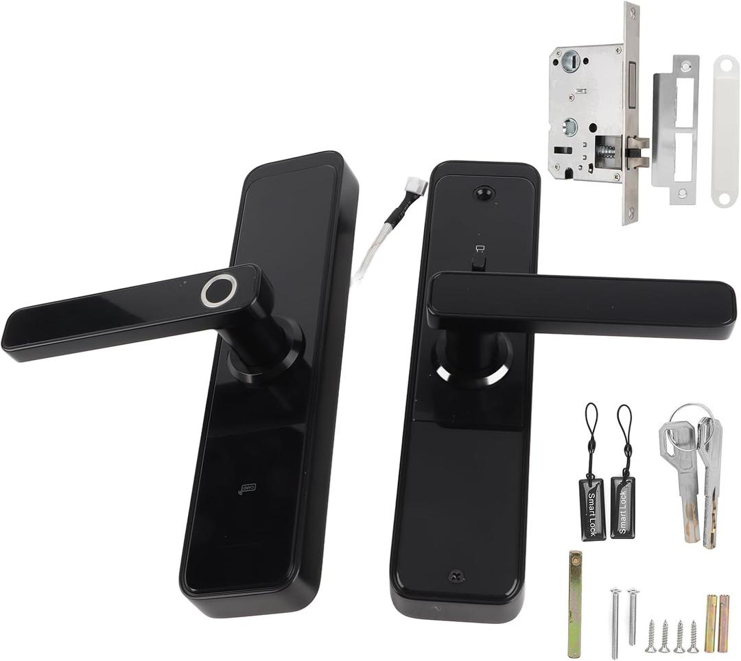 Smart Door Lock with Fingerprint IC Card Password and Mechanical Key Entry for Home Office Security