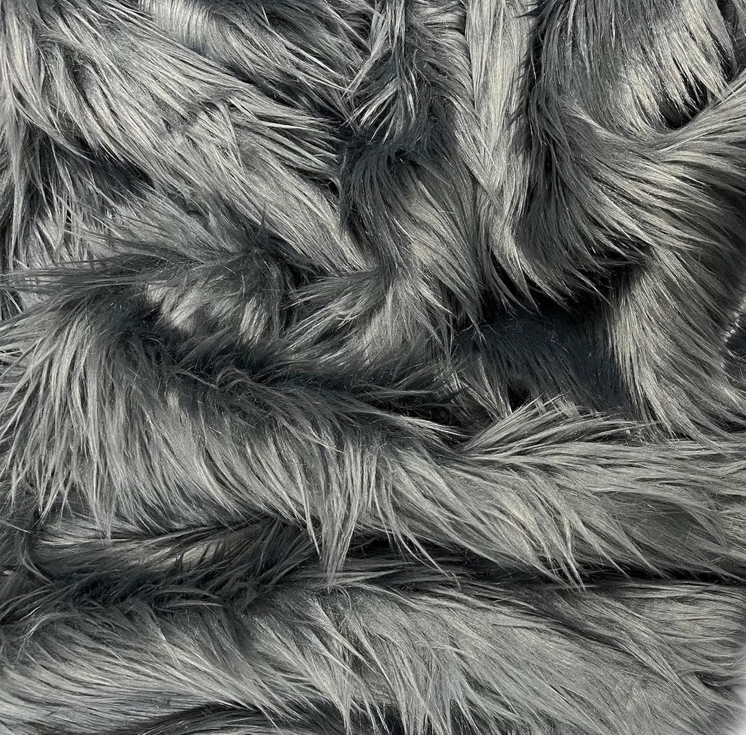EOVEA Faux Fur Fabric by The Yard 60" Wide | 2.5" Long Pile Shaggy Mohair | Soft Fluffy Fake Fur for Fursuits, Cosplay, Costumes, Sewing, Crafts | Cruelty-Free Plush Fabric(Dark Grey, Half Yard)