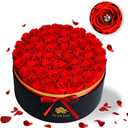 50 Forever Red Roses in a Box Preserved Flowers 100% Real Immortal Rose for Delivery Graduation Birthday Home Decor Flower Eternal Rosas for Her Women Mom Wife Girlfriend