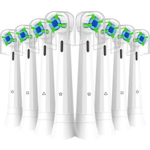 Qitizu Replacement Heads Compatible with Oral B iO Electric Toothbrush, Replacement Toothbrush Heads Fit for Oral-B iO 2/3/4/5/6/7/8/9/10 Series Toothbrush, 8 Packs (White)