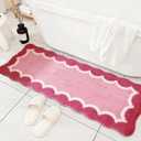 Cute Scalloped Rose Pink Bathroom Rugs Mat,Non Slip Absorbent Quick Dry Bath Mats for Shower Room,Microfiber Bath Mats for Bathroom Floor Washable Carpet for Shower Tub Sink Bedroom,17"x47" (2' x 4'11" (Rectangular))