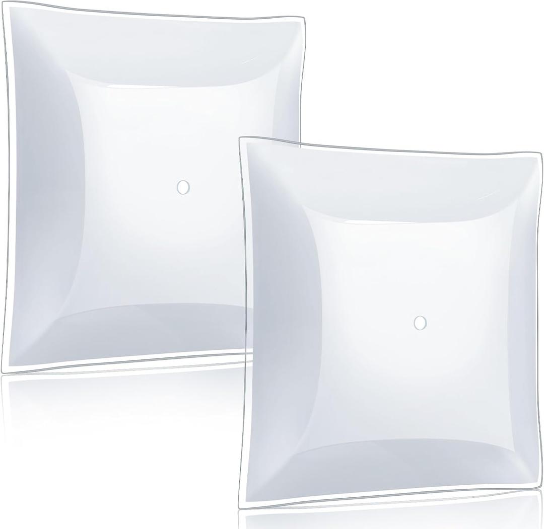 2 Pack Semi-Flush Mount 12 Inch Square Ceiling Fixture Light Cover Ceiling Lamp Shade Light Bulb Cover White for Laundry Room Bedroom Kitchen Living Room Closet