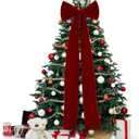 Knitgrip Extra Large Christmas Tree Topper Bows 15.7 x 47.2 Inches Giant Burgundy Christmas Velvet Decorative Bows with Long Streamers for Xmas Tree Wreath Party Holiday Farmhouse Home Decorations