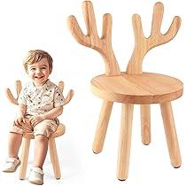 Wooden Step Stool Children Toddler Chair Kids Desk Chair with Non-Slip Foot Mat Wood Wax Oil Craft Sensory Table for Kids Playroom Classroom Boys Girls Age 2+ Size10" L X 10" W X 18" H