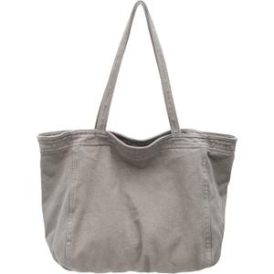 Economical Women Canvas Tote Bag Large Shoulder Hobo Bags with Inner Pockets,Zipper Closure