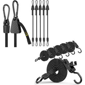 Bungee Cords with Hooks, 48 Inch Adjustable Flat Bungee Straps with Quick Release Buckle