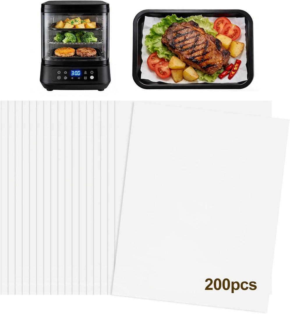 200PCS Air Fryer Parchment Paper Liners For Chefman 12-Quart 6-in-1 Oven | Pre-Cut Baking Paper, Nonstick Disposable Sheets for Cooking, Grilling & Steaming