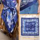 2 x CHLINS 35 Square Silk Scarf for Women Satin Head Scarf Hair Bandanas Neck Scarf Hair Wrap for Handbags Accessories (Blue)