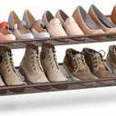 SONGMICS Shoe Rack, 2-Tier Shoe Organizer, Metal Shoe Storage for Garage, Stackable Shoe Shelf, with Adjustable Flat or Angled Shelves, 8-10 Pairs, Bronze ULMR02A