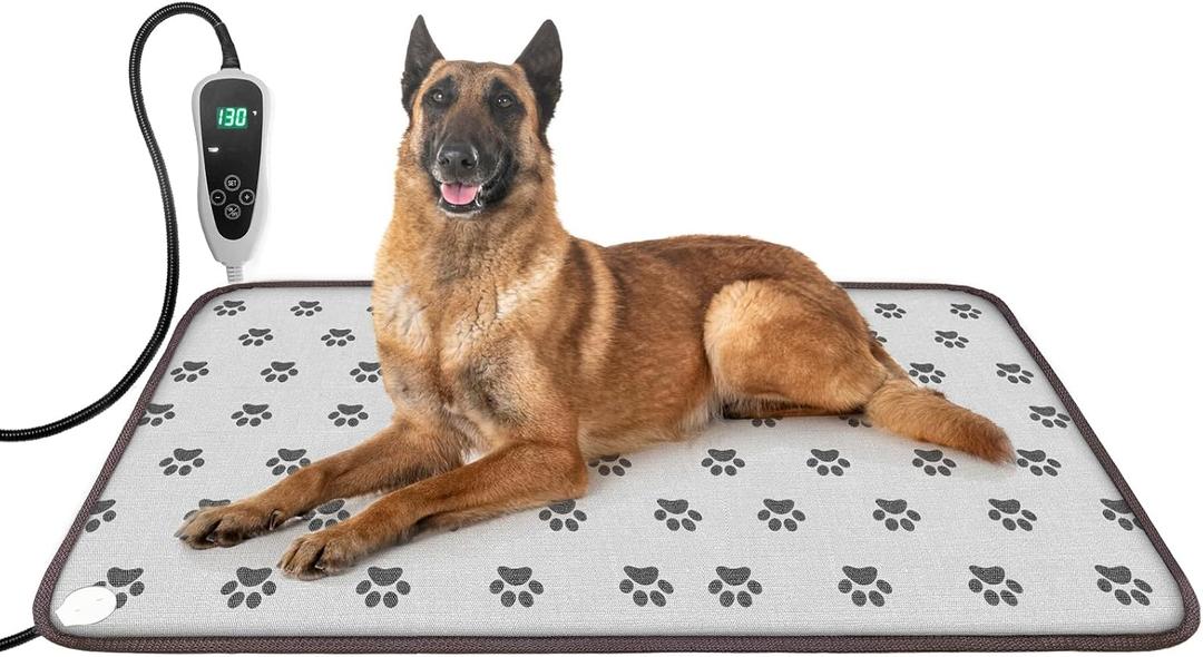 Extra Large Dog Heating Pad 47x30 in Waterproof Smart Thermostat Switch, Whelping Supplies Heated Dog Bed, Adding Wire Rope Wires Puppy Heating Pad Mat-Paw Print