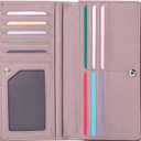 GOIACII Wallets for Women RFID Blocking Ultra Slim Leather Credit Card Holder Clutch (1-Natural-Pink)