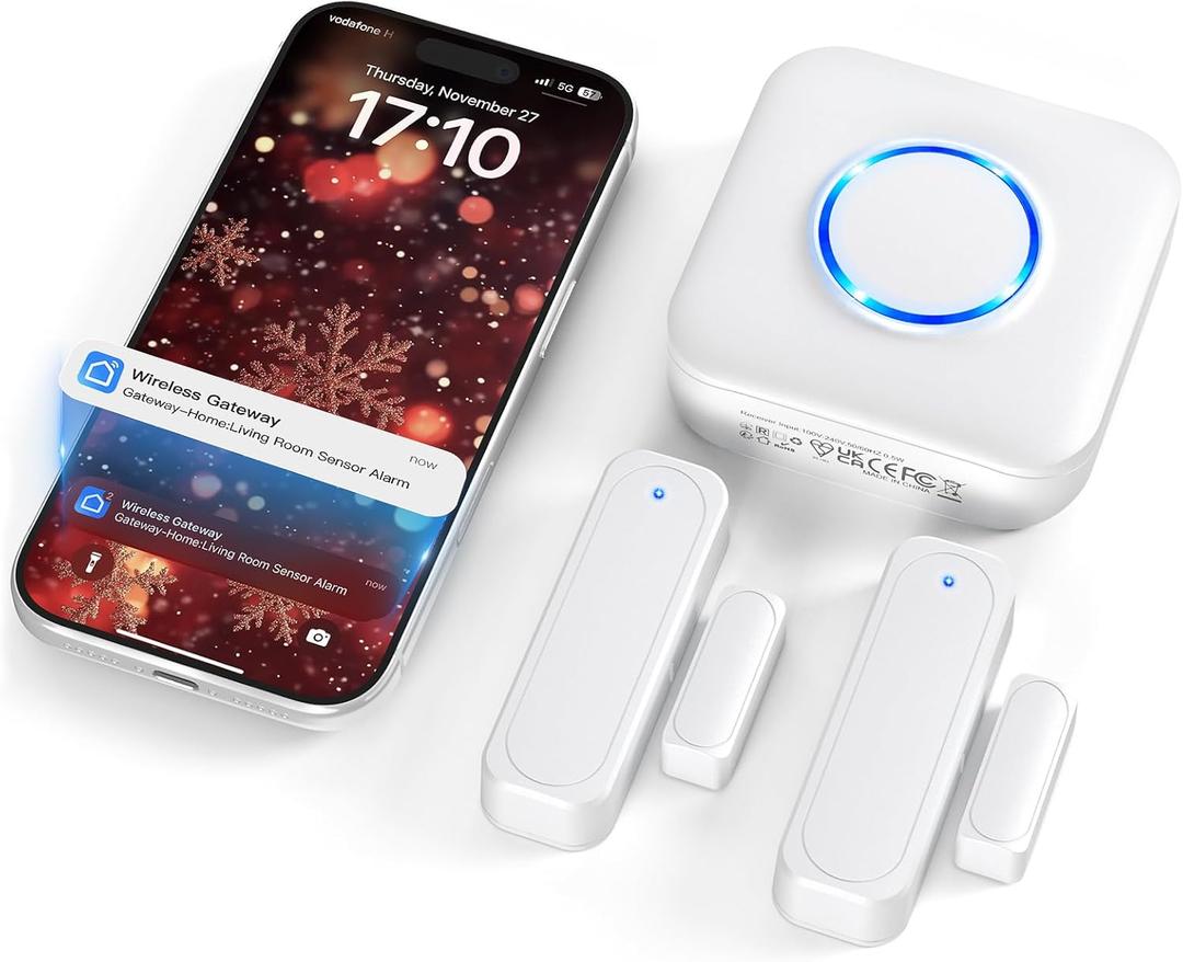 Smart WiFi Door Sensor Window Sensor, Contact Sensor Alarm for Home Automation & Kids Safety, Door Open Reminder, App Alerts, 500ft Range, 32 Ringtones, 5 Adjustable Volumes
