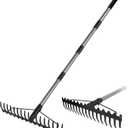 Walensee 5.4FT Bow Rake Heavy Duty Garden Rake with Stainless Steel Handle, 17 Steel Tines Garden Tool for Loosening Soil Gathering Leaf Leveling Lawn Farming Land Management Yarn Thatch Rakes
