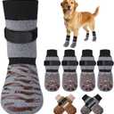 SlowTon Dog Socks to Prevent Licking Paws - Dog Socks with Grippers Double Side for Hard Floors Anti Slip, Dog Paw Covers Protectors for Medium Size Dogs (Grey, M)