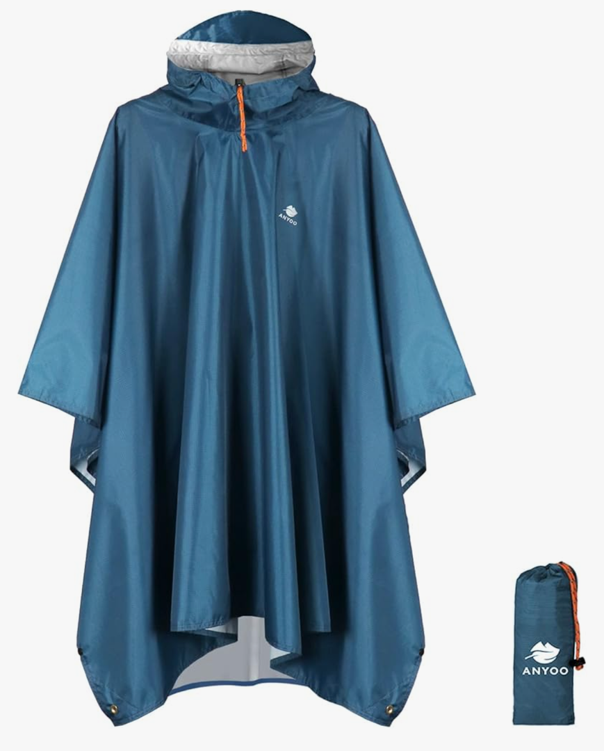 ANYOO Hooded Rain Poncho for Adults Waterproof Lightweight Rain Coat for Men Women Reusable Rain Jacket for Emergency Outdoor