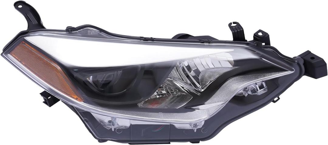 LED, Halogen Headlight Assembly Left+Right Side for 2014 2015 2016 Toyota Corolla, Driver & Passenger Side Head Lights Direct Replacement Headlamps Assy Set Assembly (Right Passenger Side)