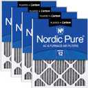 Nordic Pure 12x20x1 Pleated MERV 12 Plus Carbon Air Filters 4 Pack | Actual Size: 11 1/2 x 19 1/2 x 3/4 Made in USA, Advanced HVAC Furnace Filtration, Pet & Household Odor Control