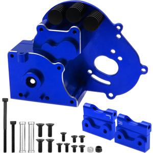 Aluminum Transmission Case Gearbox Housing Cover w/Motor Plate Compatible with 1/10 Traxxas Slash 2WD Rustler Stampede Bandit 2WD RC Car Replace 3691 (Blue)