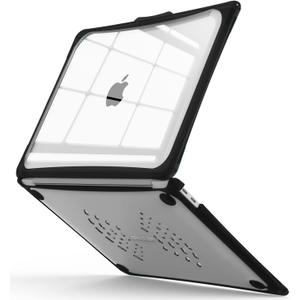 IBENZER Hexpact Compatible with MacBook Air 13 Inch Case 2022 2021 2020 M1 A2337 A2179 A1932, Heavy Duty Protective Case with Screen Lock for Mac Air 13 with Touch ID, Black, AT13-BK