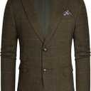 PJ PAUL JONES Men's Vintage Herringbone Tweed Blazers British Wool Blend Sport Coat Jacket (X-Large, Army Green B Herringbone)