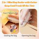 Mini Bag Sealer with Cutter and Magnet,Type-C Rechargeable
