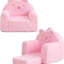 Toddler Chair,Sherpa Bear Kids Chair,Toddler Couch Fold Out,Children Reading Chair,Flip Out Kids Couch,Toddler Sofa Convertible for Age 1-3(Pink Bear)