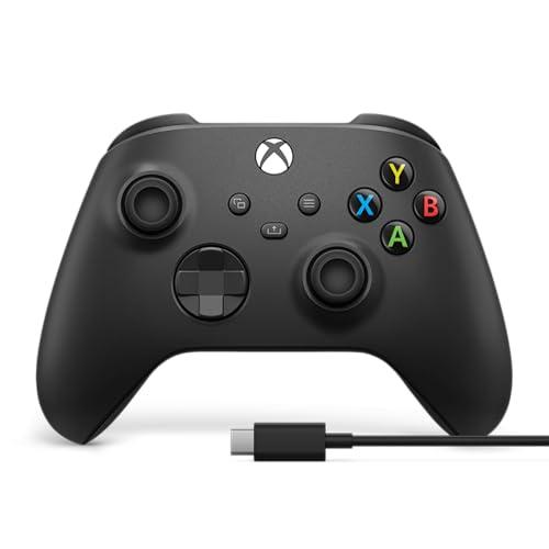 XBOX Wireless Gaming Controller + USB-C Cable | Carbon Black | Console, PC, & Android | Textured Grip | Wireless, Bluetooth, USB-C Connectivity
