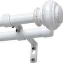 H.VERSAILTEX Double Curtain Rods for Windows 16.2 to 43.8 Inches 3/4 inch Diameter Adjustable Decorative Telescoping Double Curtain Rod with Brackets Heavy Duty Splicing Double Curtain Rods, White