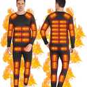 Heated Thermal Underwear for Men Women USB 42 Zone Intelligent Heated Thermals top and Heated Pants Set (Medium/8" Inseam, Men Black)