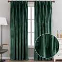 Olive Green Velvet Curtains 2 Panels, Room Darkening Rod Pocket Insulated Curtains for Bedroom, Living Room, Luxury Room Darkening Window Treatments Drapes, W52 x L63 inches