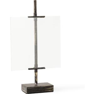 Tabletop Easel 11.8 in x 20.08 in Adjustable Metal Stand with Glass Floating Photo Frame, Rustic