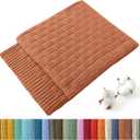 TREELY 100% Cotton Knitted Throw Blanket Couch Cover Blanket(31 x 40 Inches, Caramel)